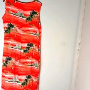 Dressing Cleo L Island City Orange Aloha Maxi Dress